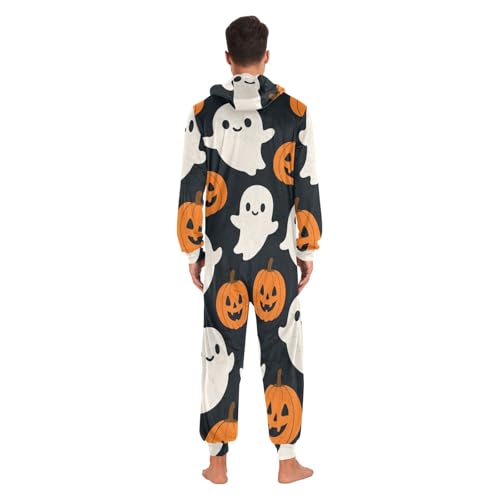 Pijama de Navidad de una pieza en tejido suave térmico con calabazas 7