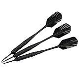 Kings Dart Steeldarts Set mit Flights, Schäfte, Box | 3X Turnier Dartpfeile für Steeldart | 22g o. 24g |100% Messing-Barrel, Aluminium-Schaft | Schwarz | Markenqualität