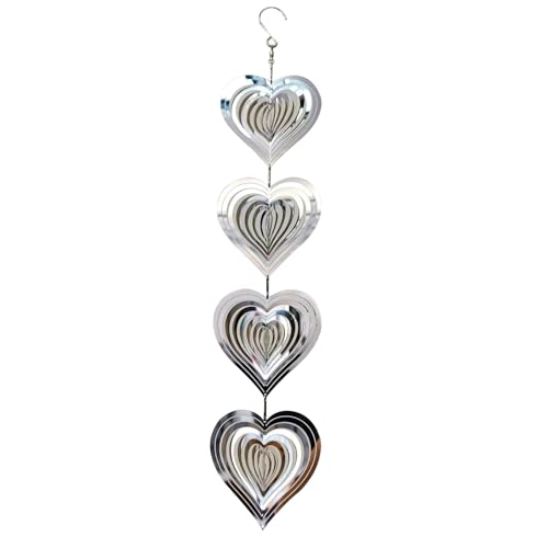 3D Heart Metal Wind Spinner - Garden Hanging Ornament and Sun Catcher for Outdoor Decor