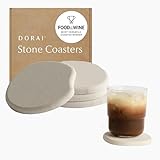 Dorai Home Stone Coaster Set – 4 Absorbent Diatomite Coasters for Instant Drying, Modern Design, Sandstone