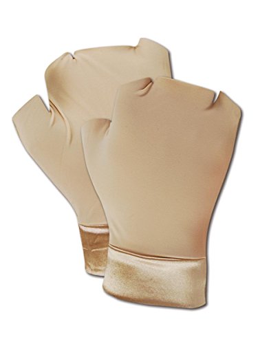Occunomix MC450M Support Gloves, Fingerless, Nylon/Spandex Hand and Wrist, Medium, Beige (One Pair)