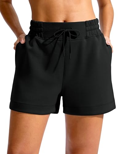 Soothfeel Women's Sweat Shorts High Waisted Drawstring 3" Athletic Workout