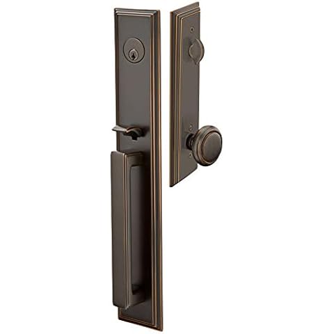 Emtek Contemporary Tubular Entry Set: Melrose Style with a Norwich Knob on The Interior Side. 2 Backsets Included (2-3/8, 2-3/4), Color: Oil Rubbed Bronze, Model: 4212-US10B Cover