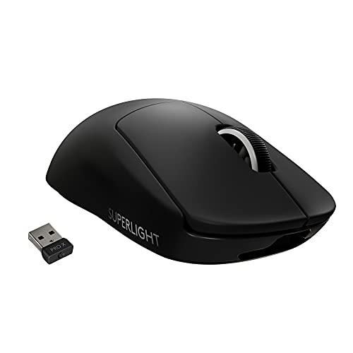 Logitech G PRO X SUPERLIGHT Bezprzewodowa mysz gamingowa, lekka, czujnik HERO 25K, 25,600 DPI, 5 programowalnych przycisków, długi czas pracy baterii, kompatybilna z PC/Mac - Czarny