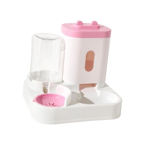 ShengQuanHao Pet Drinking Automatic Pet Feeder 1L Drinker 2L Feeder Removable Bowl Cat Bowl and Water Feeder for Dogs, Pink