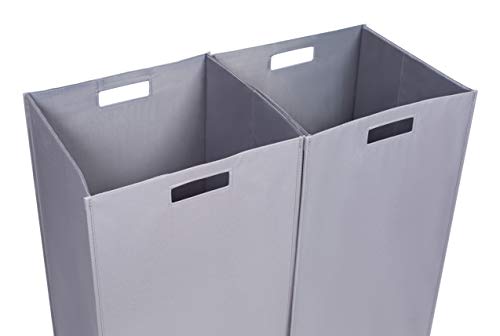 Internet's Best Collapsible Laundry Hamper - Set Of 2 - Dirty Clothes Sorter With Handles - Magnetic Side - Easy Storage - Folding Bin Basket - Baby Kids Adults - Double - Gray #TOP7