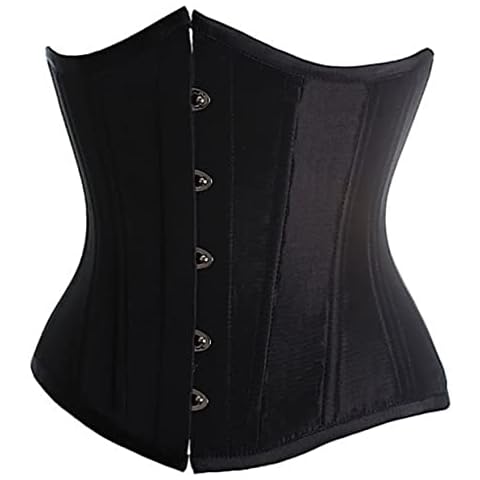 SZIVYSHI Women'S Underbust Satin Lace Up Waist Cincher Corset Shaper Bustier Top Black S Cover