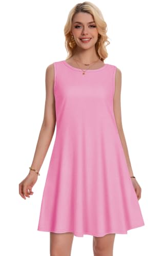 Image of Summer Dresses for Women Beach Boho Sleeveless Vintage Floral Flowy Pocket Tshirt Tank Sundresses 2026