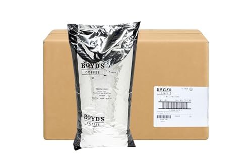 Boyd's Red Wagon Whole Bean Coffee, 4 Bags (5lb Each) – Dark Roast – Full Case – Bold, Smoky, Full-Bodied Coffee with Hints of Dark Chocolate & Citrus – 20lb Total