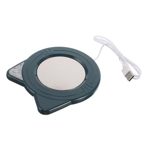 Gatuida Coffee Mug Heating Coaster 55℃ Automatic Temperature Control Cup Warmer Ceramic Heating Pad for Desk Use, Portable USB Coffee Cup Heater for Hot Drinks and Milk Tea, Green Cat Design