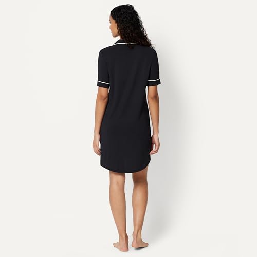 Image of Amazon Essentials Women's Modal-Blend Nightgown, Short Sleeve Button-Down