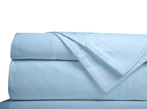 Minor Monkey 100% Egyptian Cotton Queen Sheets - 1000 Thread Count Sky Blue Bed Sheets For Queen Size Bed, Long Staple Cotton Bedding Sheets, Sateen Weave, Luxury Hotel Sheets, Fits Upto 16" Mattress #TOP4
