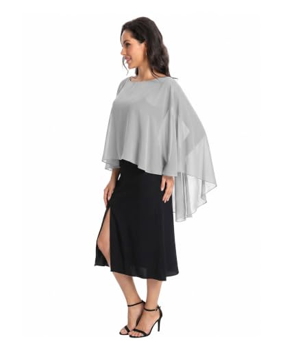 Image of Baoqiya Chiffon Capes Sheer Capelets Long Cape Poncho For Women Plus Size