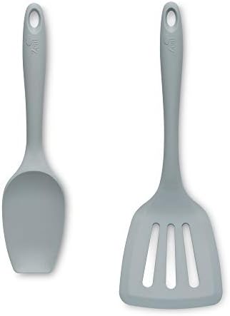 Zeal JSET12G Non-Stick Silicone Large Spatula Spoon & Turner 2-Piece Set-Sage Green