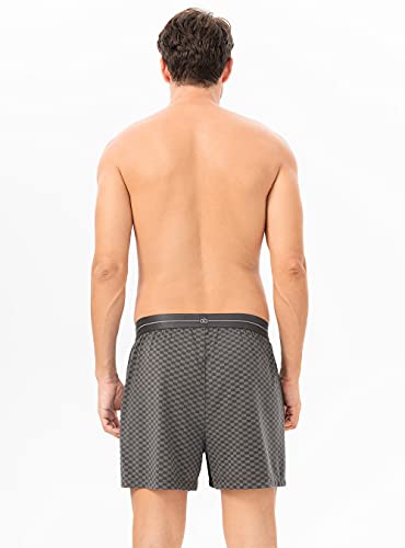 David Archy 2 Pack Men's Boxers Shorts With Button Fly Ultra Soft Cotton-Modal Blend Underwear For Men (S,Black/Dark Gray) #TOP3