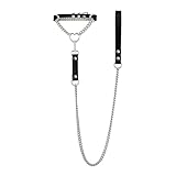 ADEMISHIA Heart O-ring Leather Choker Necklace For Women, Punk Gothic Black/Pink Slip Chain Necklace with Vegan Leather Swivel Clasp