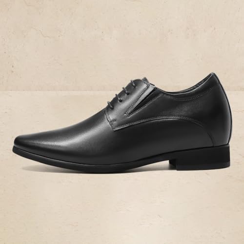 Image of CHAMARIPA Elevator Shoes for Men Derby Oxford Dress Shoes Black | Invisible Height Increase Derby Oxford Shoes Built-in System 2.76 or 3.15 Inches Taller Formal Business Shoes US 7.5-12.5