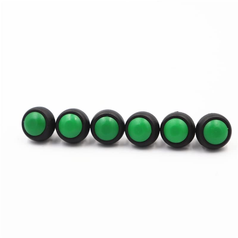 Commutateur PBS-33B : lot de 6 interrupteurs bouton-poussoir 12mm verts étanches