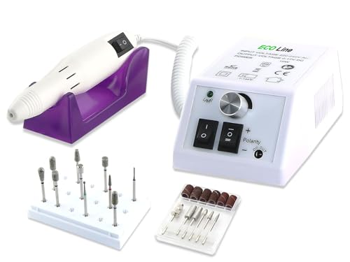 Elektrische Nagelfeile mit 10 Profi Aufsätzen Fußpflegegerät Fräser Nagelfräser Maniküre und Pediküre Schleifgeräte Set Diamantschleifer Fußpflege Set zur Nagelpflege für Hände & Füße, weiß