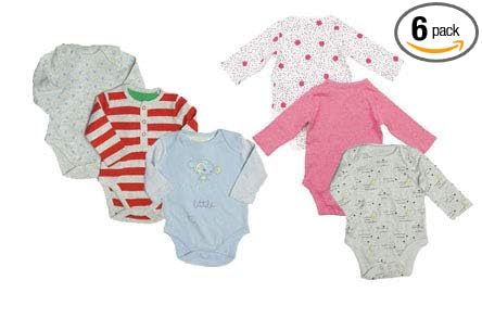 New Born Baby Boys and Girls Full Sleeves Bodysuit Rompers Onesies TOP Combo Set of 6 Cotton Regular FIT Soft and Stylish in Multiple Designs Pattern Assorted Mix (Multi-COLOR4, 0-1 Months)