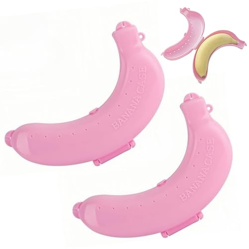 SATONBEYI Bananen-Etui, Bananenhalter für Lunchboxen mit Belüftungslöchern, wiederverwendbarer Bananenbehälter, um Bananen frisch zu halten (Rosa), 2 Stück