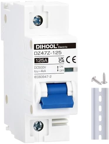 DIHOOL 1P 125 amp Solar DC Isolator Switch DC Miniature Circuit Breaker PV Disconnect Switch Fuse For Solar Energy Photovoltaic
