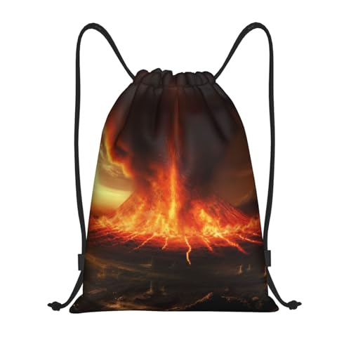 Volcano Drawstring Backpack for Men Gym Bag String Bag Waterproof Drawstring Bag for Women Medium