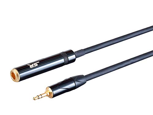 Monoprice 1/4In Trs Female Connector To 1/8In Trs Male Connector - 1 Feet - Black, Heavy Gauge 24Awg On Tour Extension Cables, Gold Plated Connectors - Stage Right Series #TOP28