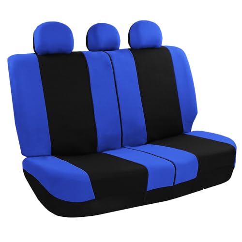 Image of FH Group Car Seat Covers Rear Set Cloth - Universal Fit Automotive Seat Covers, Low Back Front Seat Covers, Solid Back Seat Cover, Washable Car Seat Cover for SUV, Sedan and Van Blue