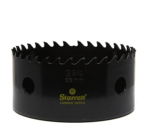 Starrett Tungsten Carbide Tipped Hole Saw - CT334 Deep Cut Holesaw Cutter - For Wood Suspended Flooring Reinforced Concrete & Fibreglass - 95MM
