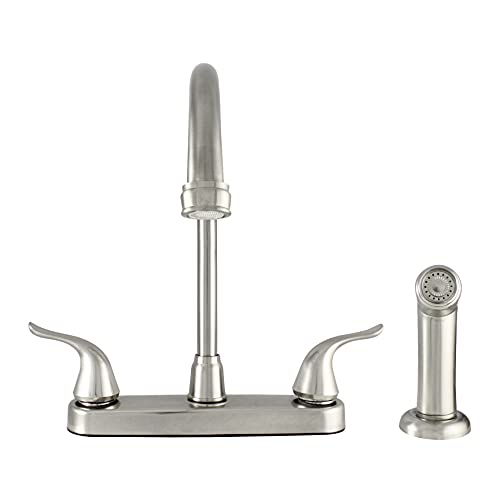 Wmf-8236Gnlp-Cp - Rv Kitchen Sink Faucet 360 Degree Swivel High Spout Double Handle Washerless Cartridge With Side Spray (Chrome Plating Over Abs Plastic) (Brushed Nickel) #TOP2