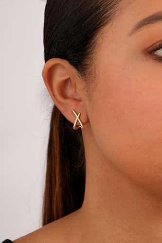 MIDEEO Gold Earrings for Women Trendy,14K Gold Stud Earrings Dainty Earrings Simple Minimalist Diamond Hypoallergenic Earring for Women Gifts2
