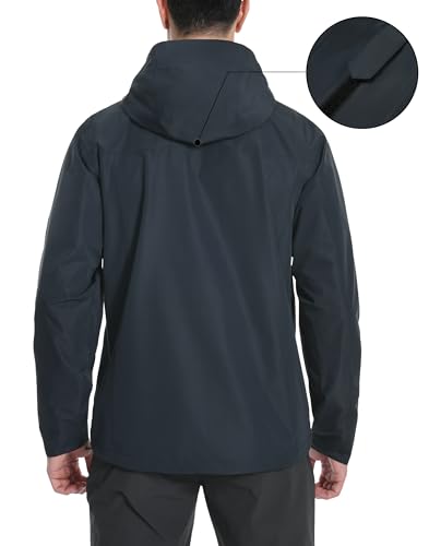 Pioneer Camp Męska kurtka przeciwdeszczowa wodoszczelna oddychająca kurtka outdoor z kapturem 4 kieszenie, morski, L