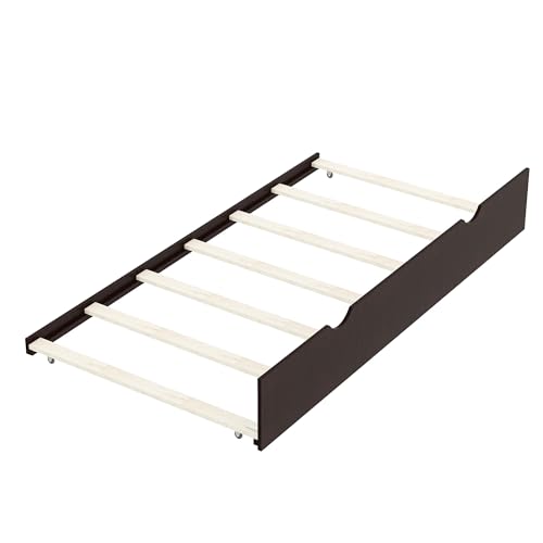 Merax Storage Daybed with Trundle, Twin Size L-Shaped Platform Bed with Convertible Trundle, Two Drawers and Built-in Desk for Living Room, Bedroom, Guest Room, No Box Spring Needed (Espresso)