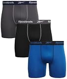 Reebok Men's Underwear - Performance Boxer Briefs (3 Pack), Size X-Large, Grey/Black/Blue