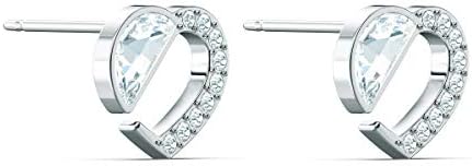 Swarovski Białe i Rodowane Kolczyki z Motywem Serca i Błyszczącymi Kryształkami Swarovskiego
