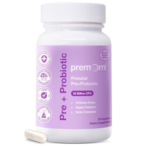 Premom Prenatal Prebiotics & Probiotics for Women, 30 Billion CFU, 18 Strains, Organic Prebiotic...