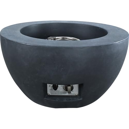 Kante 25' Width Side Table, Large Concrete Decor Centerpiece for Outdoor Garden Patio, Side Handles, Charcoal