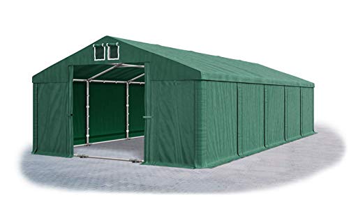 Das Company Lagerzelt 5x10m wasserdicht mit Bodenrahmen und Dachverstärkung dunkelgrün Zelt 560g/m² PVC Plane hochwertig Zelthalle Summer Plus SD - Faltpavillon - Gartenpavillon - Pavillon - Partyzelt