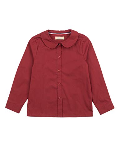 Leveret Kids & Toddler Girls Long Sleeve Uniform Cotton Dress Shirt Maroon (Size 8 Years)