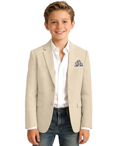 Image of Bofan Linen Boys Blazer Formal Suit Jackets for Boy Outwear Jacket & Coats for Kids Boys' Fashion Summer Wedding Outfit