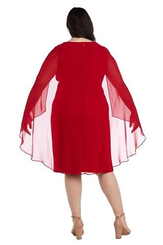 Image of R&M Richards Women's Knee-Length Wrap Dress W /Rhinestone Waist Detail & Chiffon Duster Cape