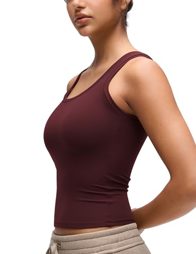 Image of CRZ YOGA Softembrace Scoop Neck Tank Top | Workout, Ultra Soft, Tight Fit, Waist Length, Double Lined, Sleeveless Shirts for Women
