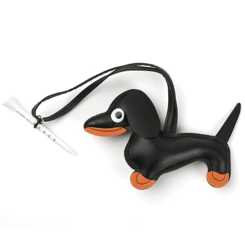 DACHSTEE Golf Tee Tether Leash Anchor – Prevents Tee Loss Dachshund – Fun Golf Accessory Gift for Dog Lovers Saver (Black)