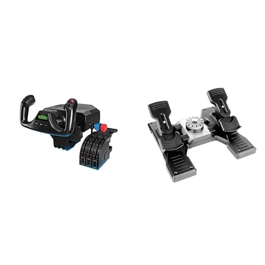 Logitech Pro Flight Rudder Pedals & PRO Flight Yoke System, Professional Simulation Yoke and Throttle Quadrant, 3 Modes, 75 Programmable Controls - Black