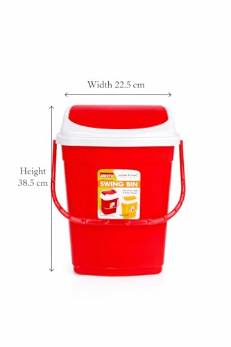 Image of ARISTO Plastic Swing Lid Garbage Dustbin 16 LTR Combo (Red /Red)