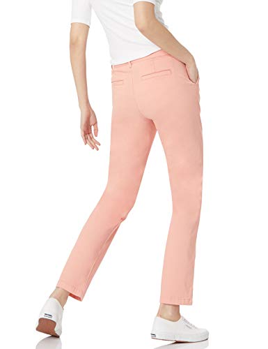 Amazon Essentials Women's Mid-Rise Slim-Fit Full Length Straight Leg Khaki Pant (Available In Straight And Curvy Fits), Coral Pink, 14 #TOP13