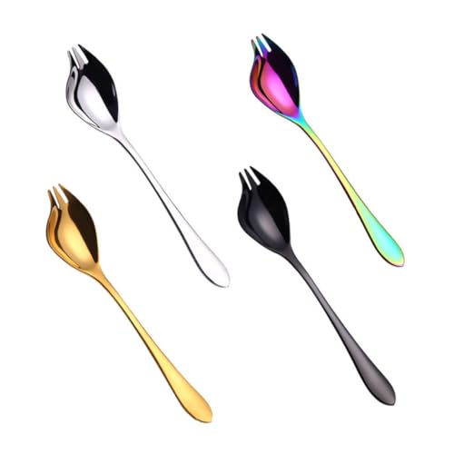 FUNOMOCYA 4 Piezas Cucharas de Ensalada Inoxidable de Utensilios Duales para Servir y Ensaladas y Ergonómico para Lavavajillas para Uso Diario y Ocasiones Especiales
