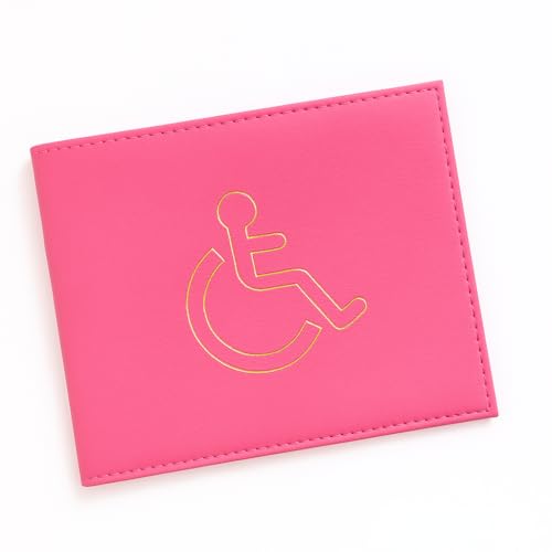 Premium Blue PU Leather Disabled Parking Badge Holder for Cars (HOT Pink)