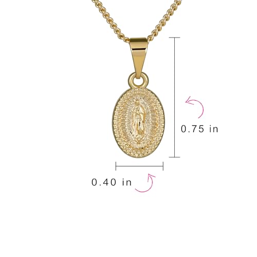 Collar Virgen María de Guadalupe conjunto joyería medalla religiosa chapada oro 6